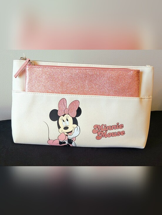 Disney Handbags - NWT! Disney Minnie Mouse Pink Makeup bag set Cosmetic Case Sparkle XL Travel